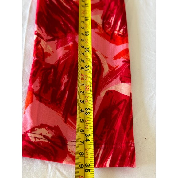 LuLaRoe Womens Red & Pink Abstract Pattern Leggings - Picture 6 of 9